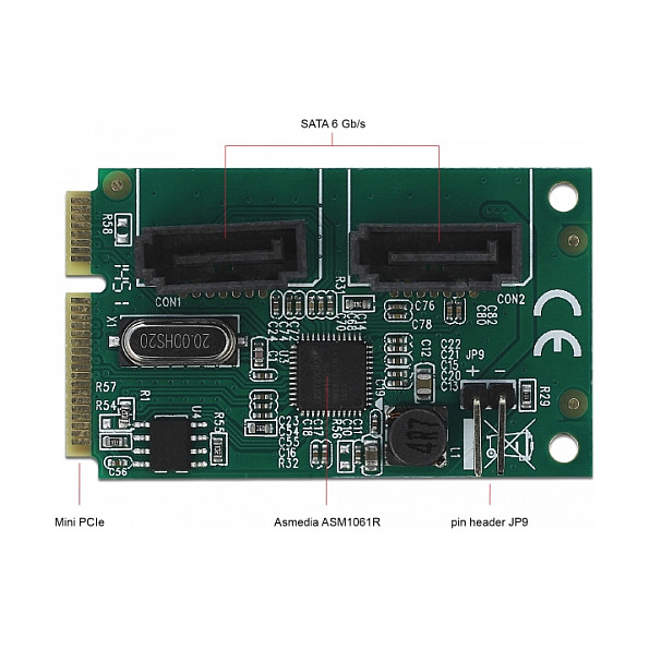 Mini PCIe Konverter zu 2 x SATA mit RAID