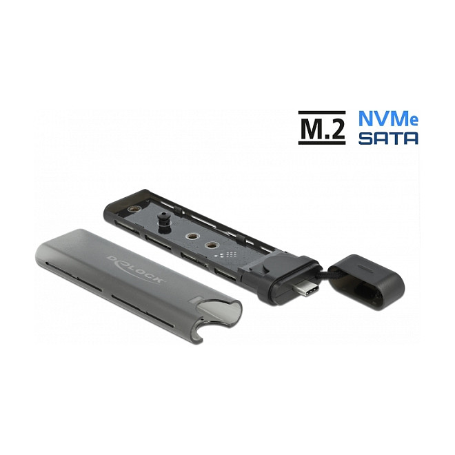 Externes USB Type-C™ Combo Gehäuse für M.2 NVMe PCIe oder SATA SSD - werkzeugfrei