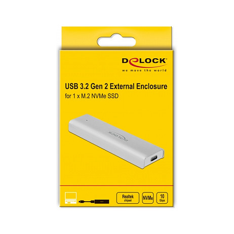 Externes Gehäuse für M.2 NVMe PCIe SSD mit SuperSpeed USB 10 Gbps (USB 3.2 Gen 2) USB Type-C™ Buchse
