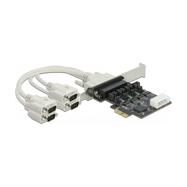 PCI Express x1 Karte zu 4 x Seriell RS-232 mit Spannungsversorgung 5 V / 12 V