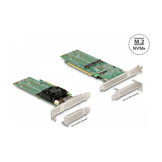 PCI Express x16 Karte zu 4 x intern NVMe M.2 Key M - Low Profile Formfaktor