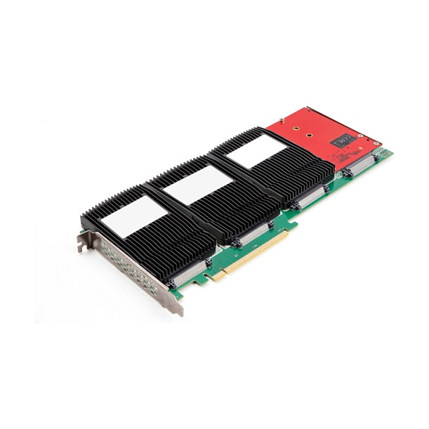 PCI Express 4.0 x16 Karte zu 4 x intern U.2 NVMe SFF-8639 - Bifurcation (LxB: 288 x 122 mm)