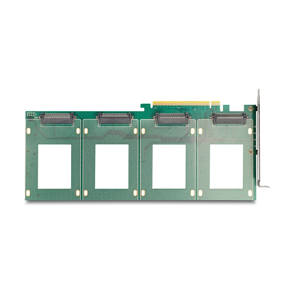 PCI Express 4.0 x16 Karte zu 4 x intern U.2 NVMe SFF-8639 - Bifurcation (LxB: 288 x 122 mm)