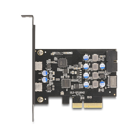 PCI Express x4 Karte zu 2 x extern USB Type-C™ + 1 x intern USB 10 Gbps Typ-E Key A und 1 x 19 Pin Pfostenstecker - Low Profile Formfaktor