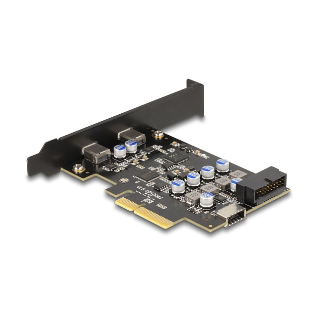 PCI Express x4 Karte zu 2 x extern USB Type-C™ + 1 x intern USB 10 Gbps Typ-E Key A und 1 x 19 Pin Pfostenstecker - Low Profile Formfaktor