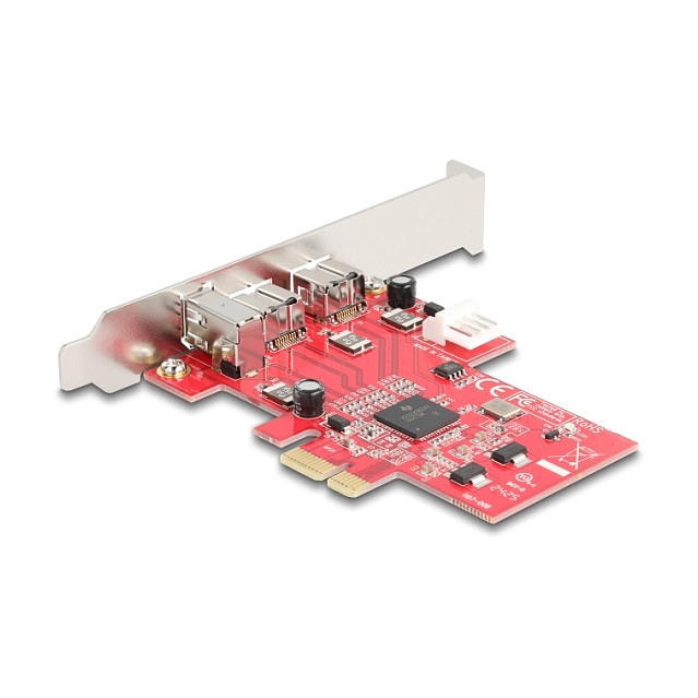 PCI Express x1 Karte zu 2 x extern FireWire B + 1 x extern FireWire A - Low Profile Formfaktor