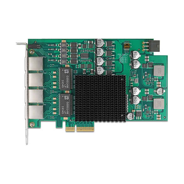 PCI Express x4 Netzwerkkarte Gigabit LAN 4 x RJ45 mit PoE+ i350