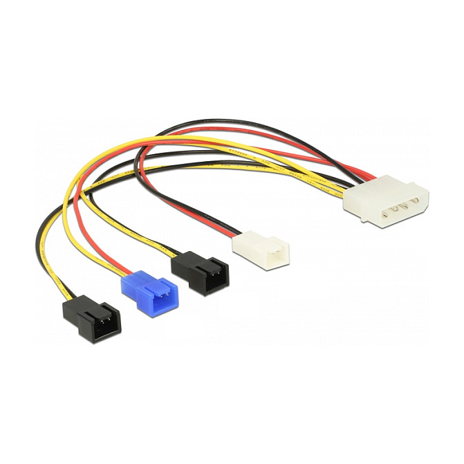 Kabel Stromversorgung Molex 4 Pin Stecker > 4 x 2 Pin Lüfter (12 V / 7 V / 5 V) 20 cm