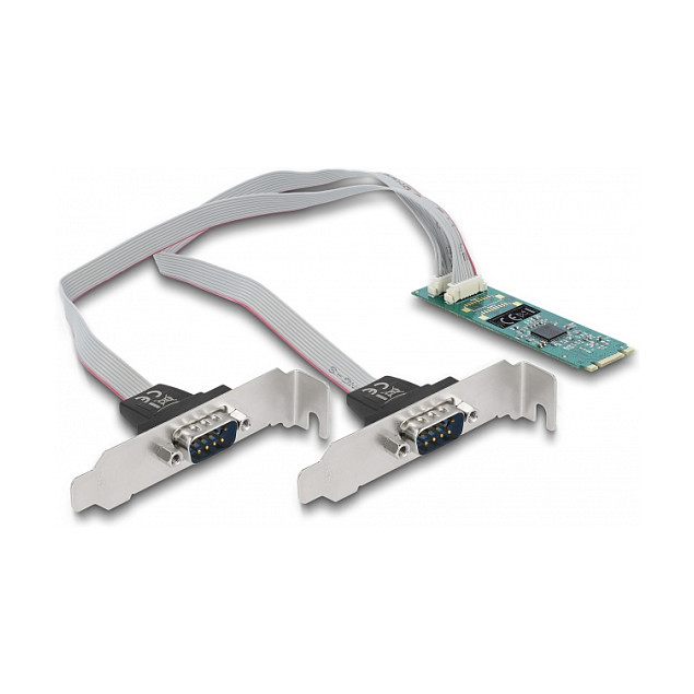 M.2 Karte zu 2 x Seriell RS-232 DB9 mit Standard und Low Profile Slotblenden