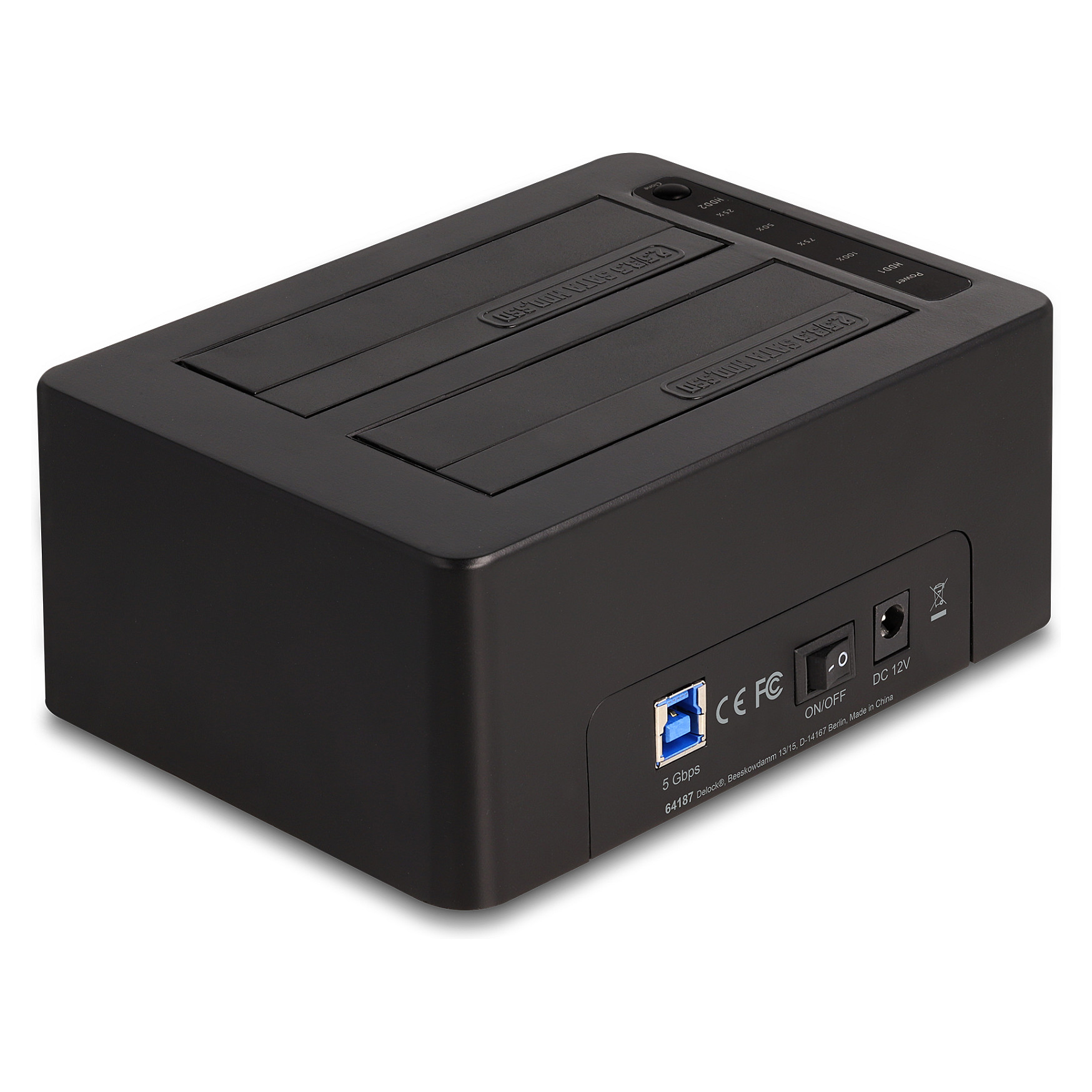 USB Dual Dockingstation für 2 x SATA HDD / SSD mit Klon- und Löschfunktion