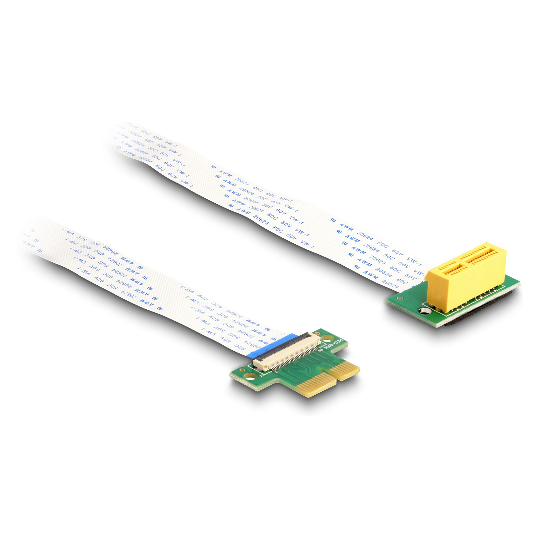 Riser Karte PCI Express x1 Stecker zu x1 Slot 90° gewinkelt mit FPC Kabel 30 cm