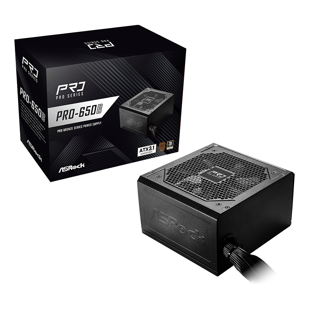 650W ASRock Pro Series PRO-650B 650W ATX 80+ Bronze black