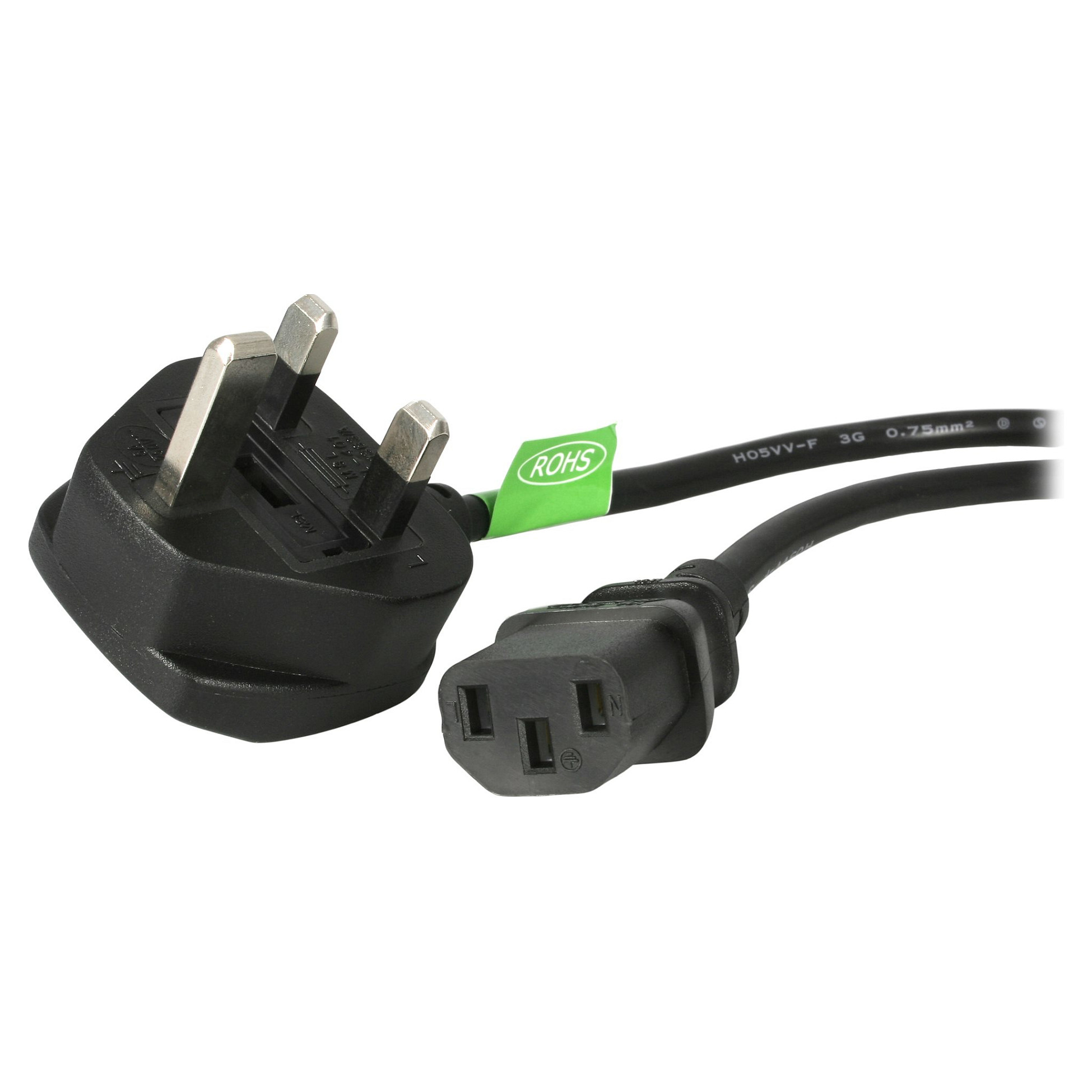 STARTECH.COM 6ft 1,8m UK Computer Power Cable 18AWG BS 1363 to C13 10A 250V Black Replacement AC Power Cord Kettle Lead / UK