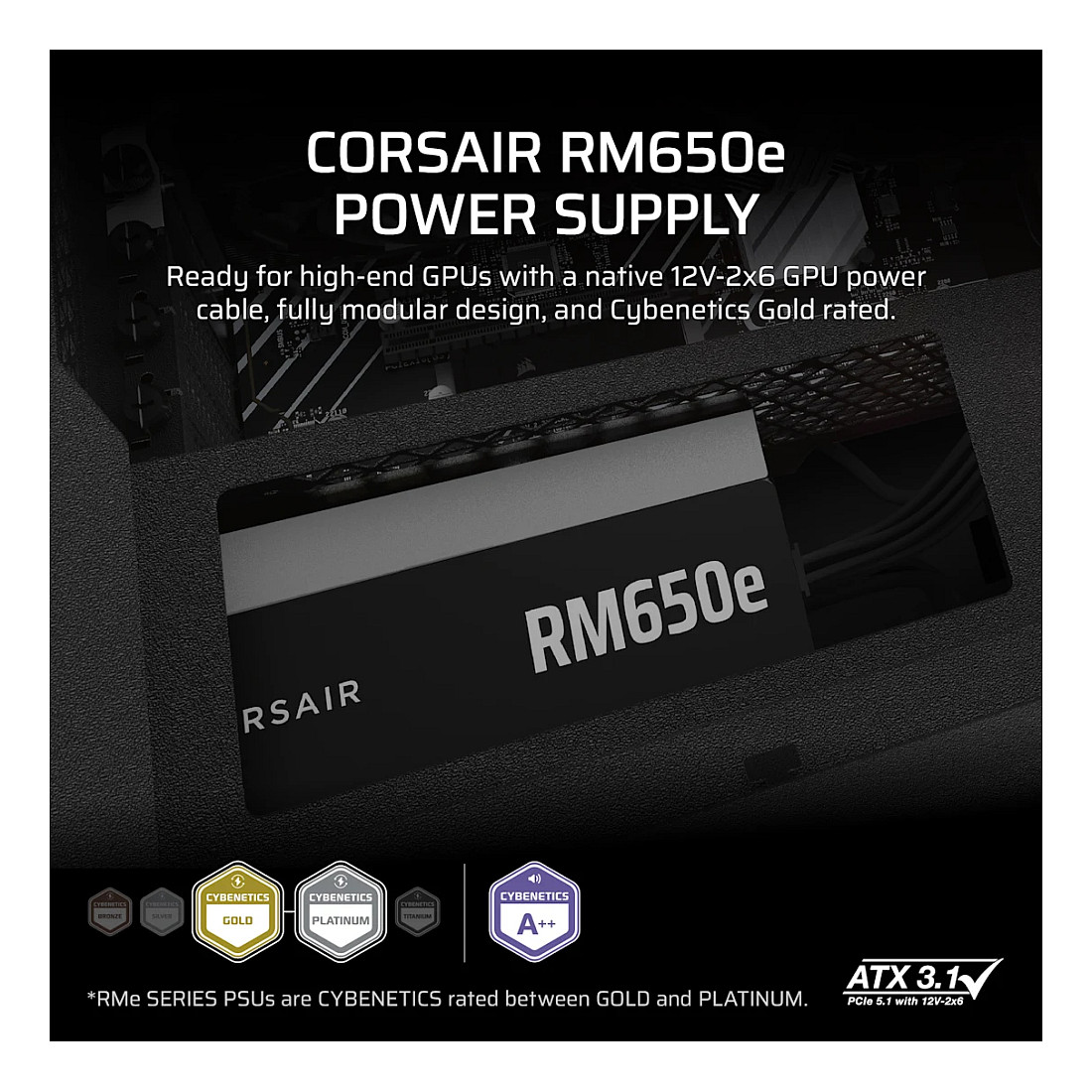 650W CorsairNetzteil RM650e Modular ATX 3.1 (80+Gold)
