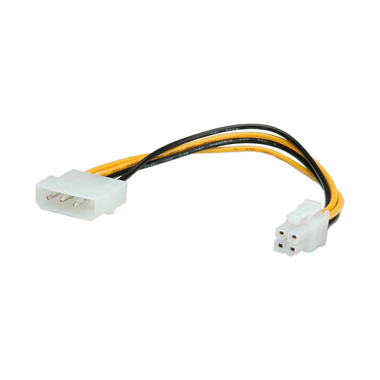 ROLINE Internes Power Kabel, 4pol. HDD / ATX12V-P4 4-polig Power, 0,15 m