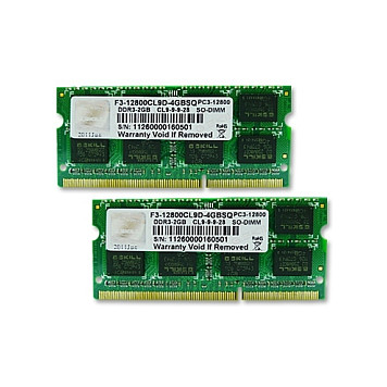 4GB G.Skill SO-DIMM 1600 (2x 2 GB) Dual-Kit (F3-12800CL9D-4GBSQ, SQ, Lite Retail)