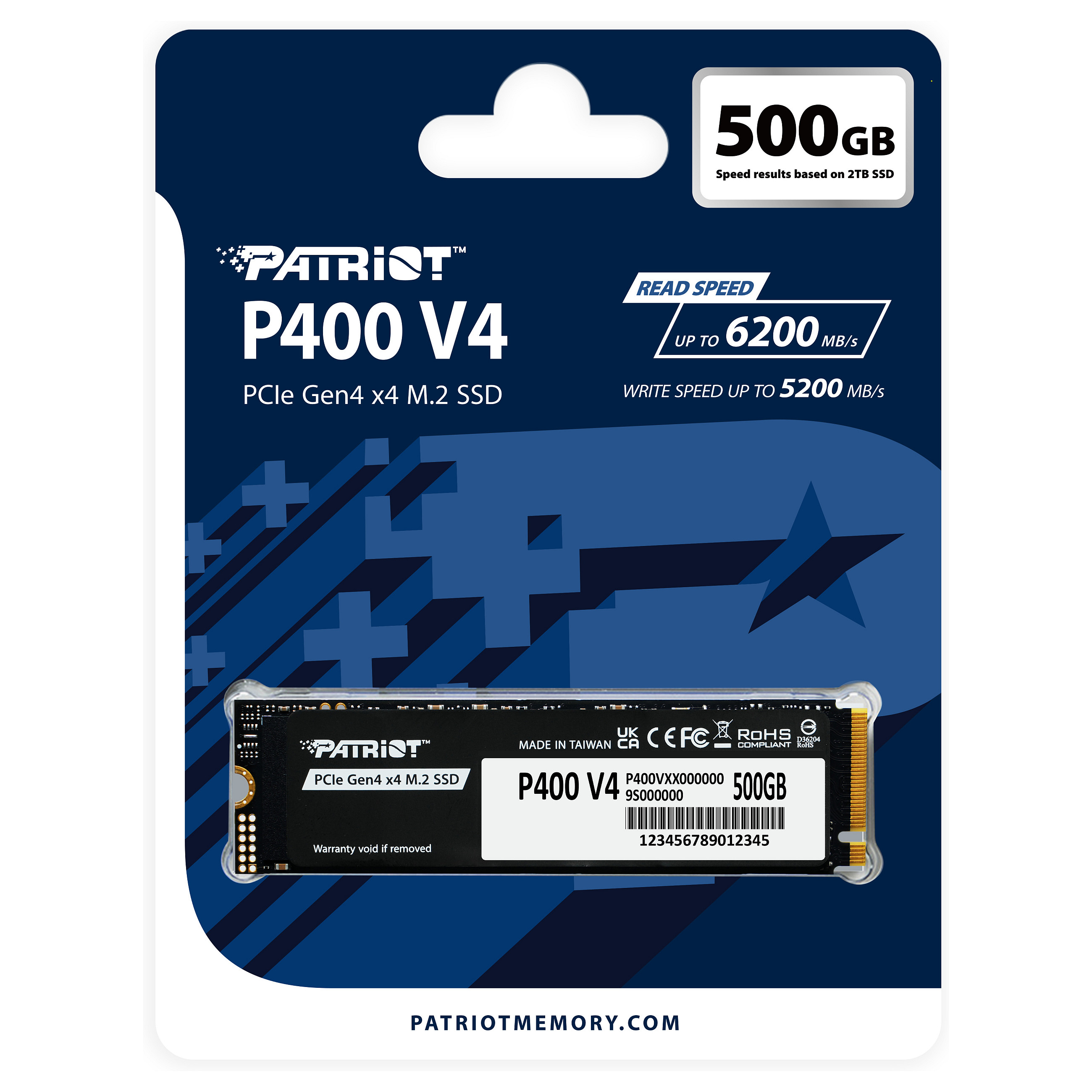 M.2 500GB Patriot P400 PCIe 4.0 5000/3000 Heatsink