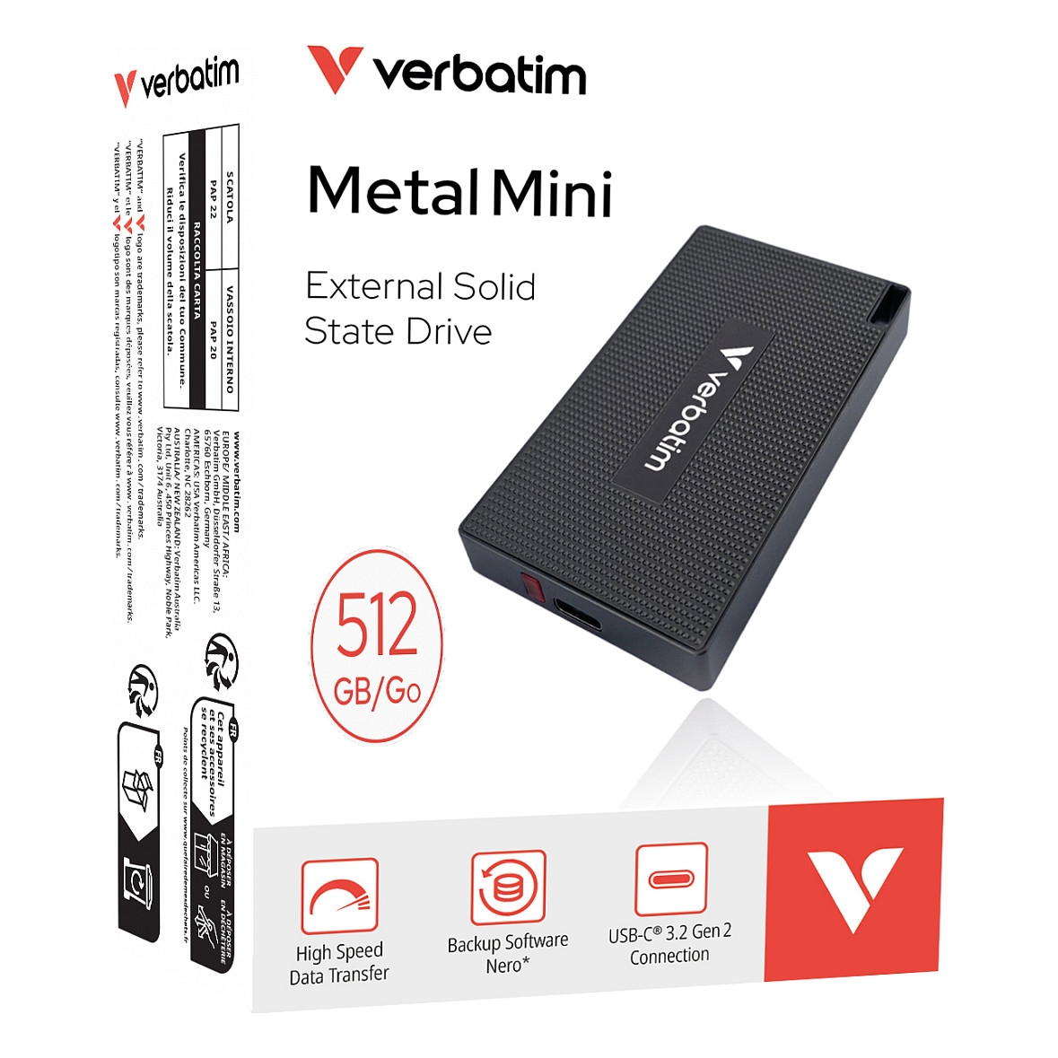 512GB Verbatim Metal Mini USB 3.2 Typ A-C