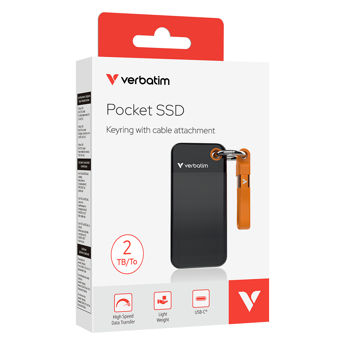 2TB Verbatim Pocket USB 3.2 Typ-C schwarz-orange