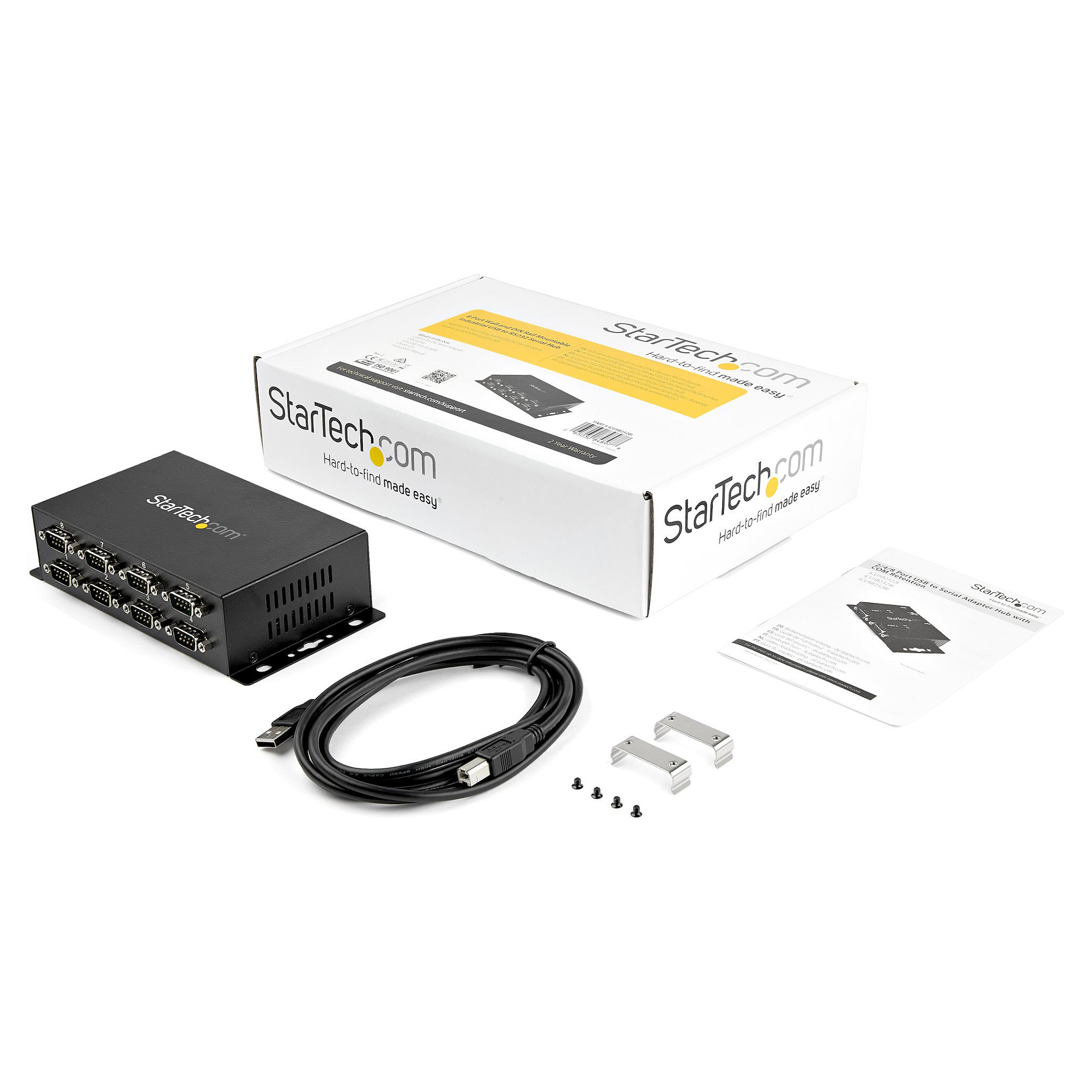 StarTech 8 Port USB auf Seriell RS-232 Adapter Hub - DIN-Schienen und Wandmontage fhig - USB zu RS232 DB9 Konverter