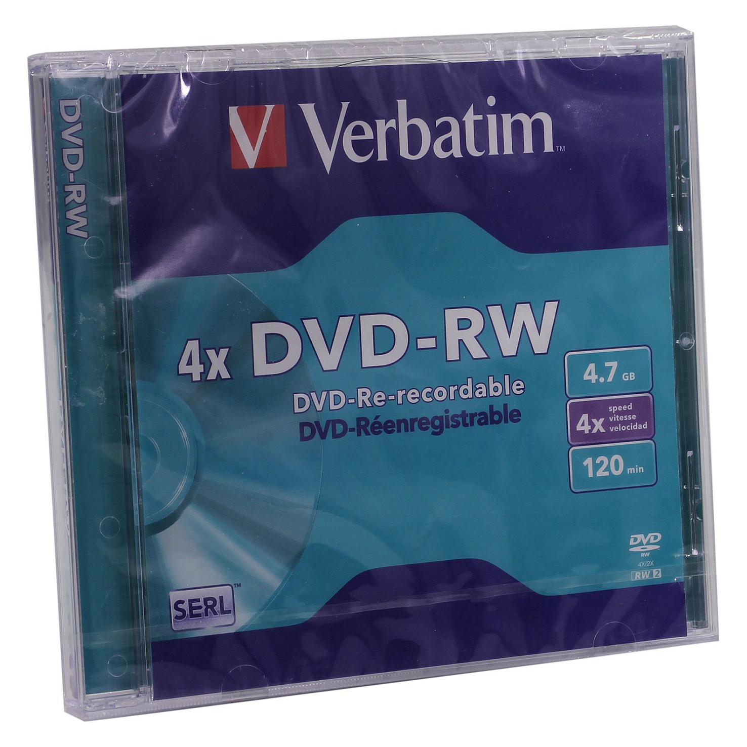 1x5 Verbatim DVD-RW 4,7GB 4x Speed, Jewel Case
