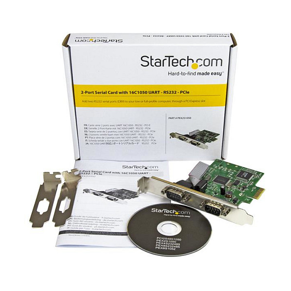 2 Port PCI Express Seriell Karte mit 16C1050 UART - RS232 - PCIe Seriell mit Dual Channel 16C1050 UART