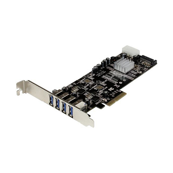 STARTECH.COM 4 Port USB 3.0 SuperSpeed PCI Express Schnittstellenkarte mit 2 5Gb/s Kanlen und UASP - SATA/LP4 Molex Strom