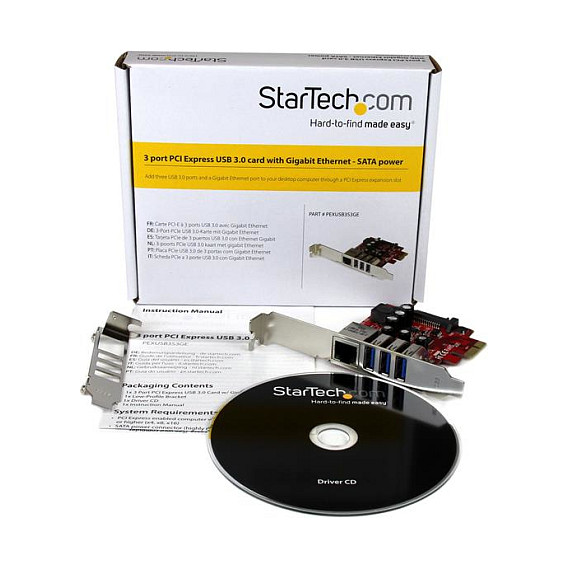 STARTECH.COM 3 Port PCI Express USB 3.0 Karte mit Gigabit Ethernet - 3-fach PCIe USB Schnittstellenkarte mit GbE Anschluss