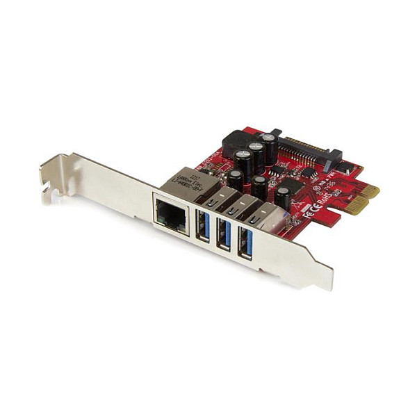 STARTECH.COM 3 Port PCI Express USB 3.0 Karte mit Gigabit Ethernet - 3-fach PCIe USB Schnittstellenkarte mit GbE Anschluss