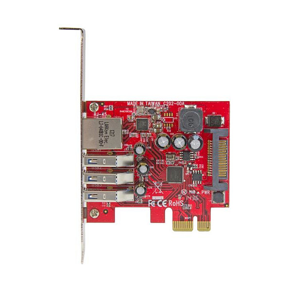 STARTECH.COM 3 Port PCI Express USB 3.0 Karte mit Gigabit Ethernet - 3-fach PCIe USB Schnittstellenkarte mit GbE Anschluss