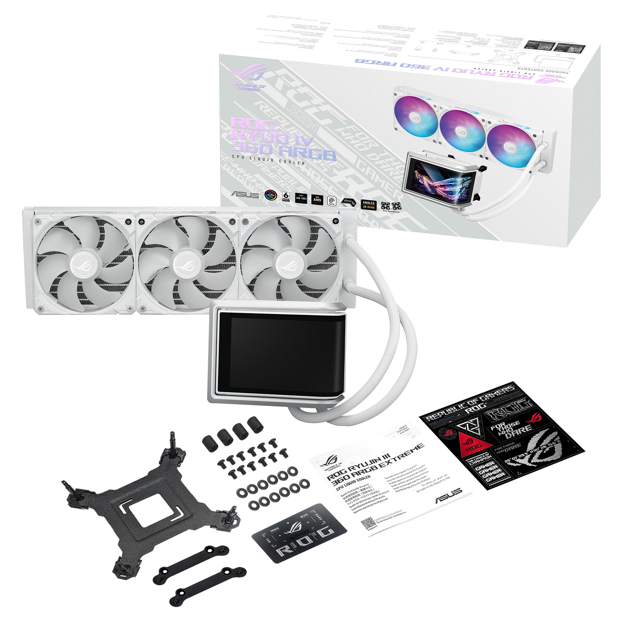 K ASUS ROG RYUO IV 360 ARGB Komplettwasserkühlung für AMD und Intel CPUs weiß