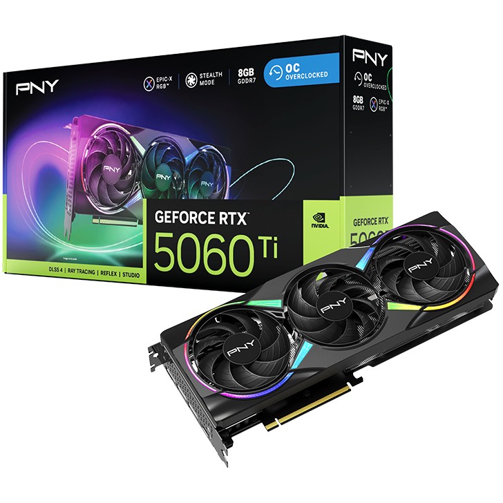 RTX 5060 TI 8GB PNY VERTO ARGB OC Triple Fan GDDR7 3 Fan