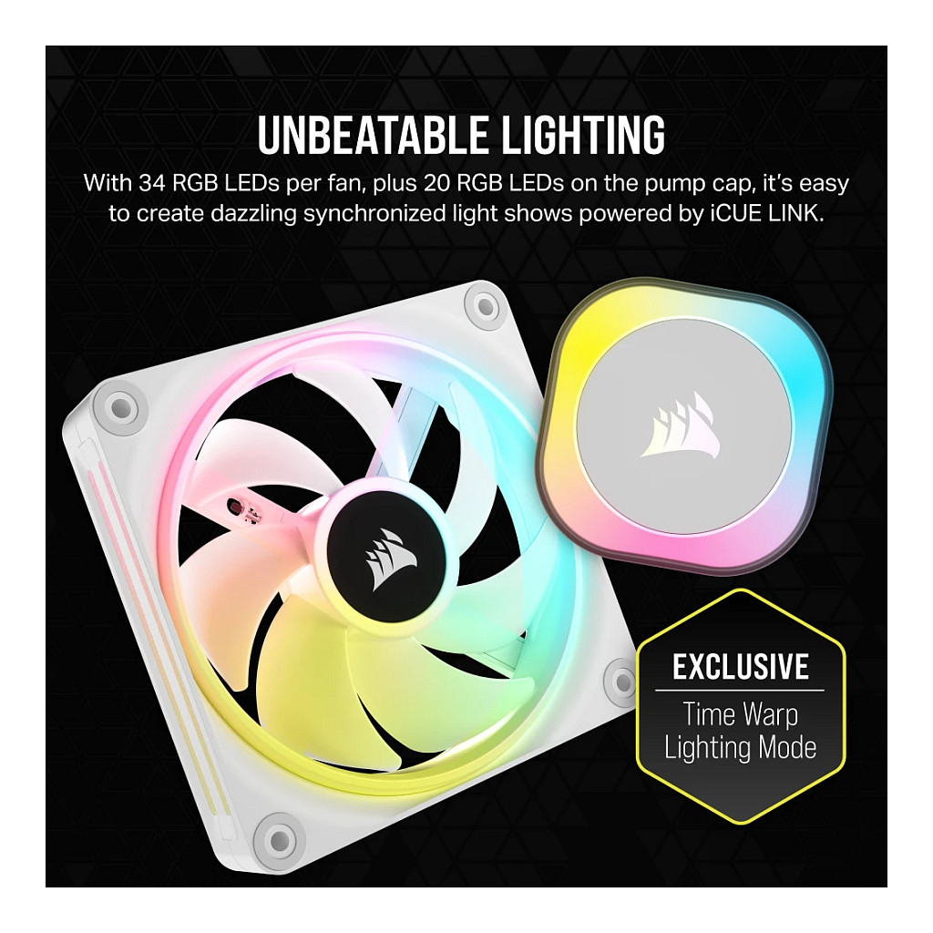 K CORSAIR WAK Cooling iCUE LINK H100i WHITE RGB AIO 240mm