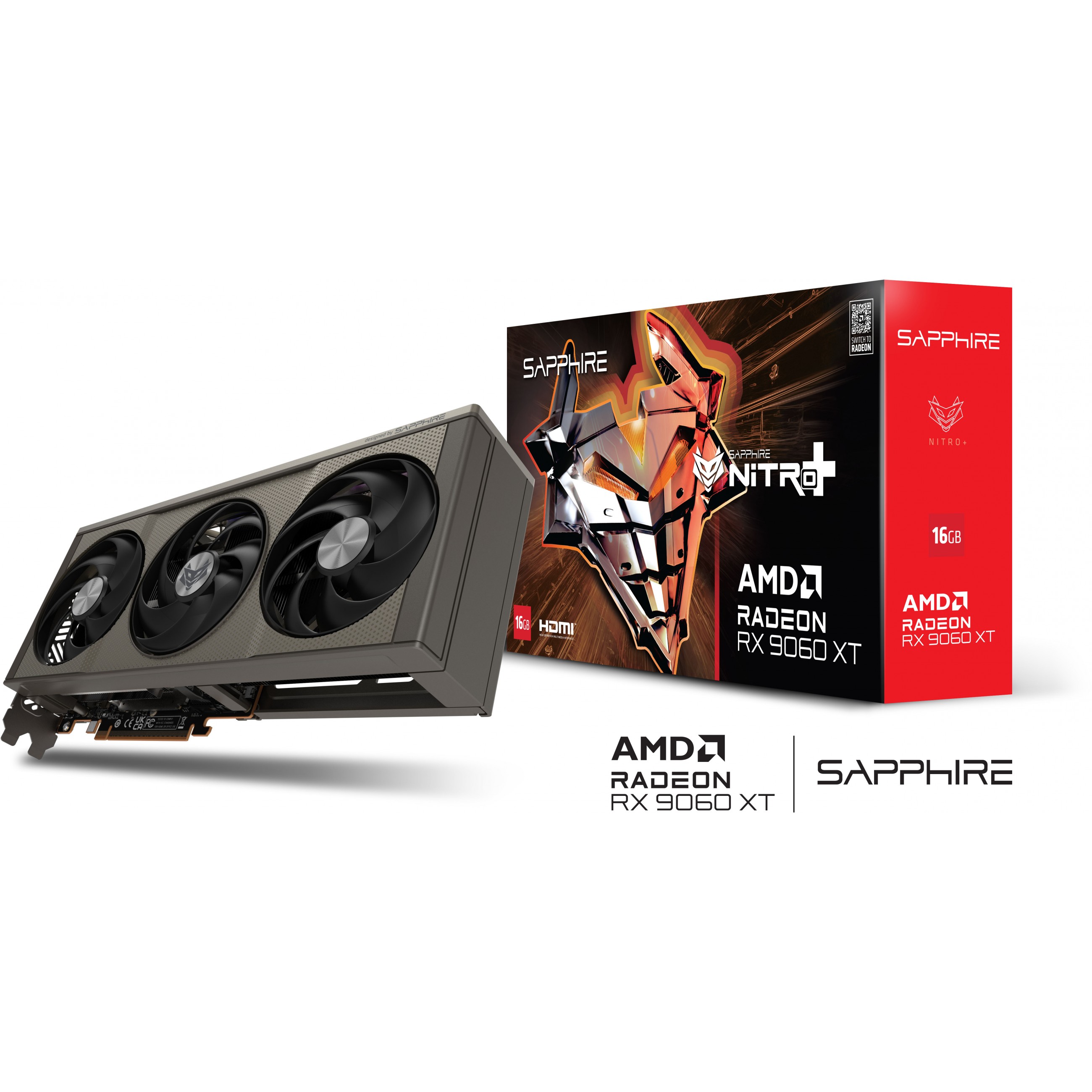 RX 9060 XT 16GB Sapphire Radeon Nitro+ GAMING OC GDDR6 3 Fan