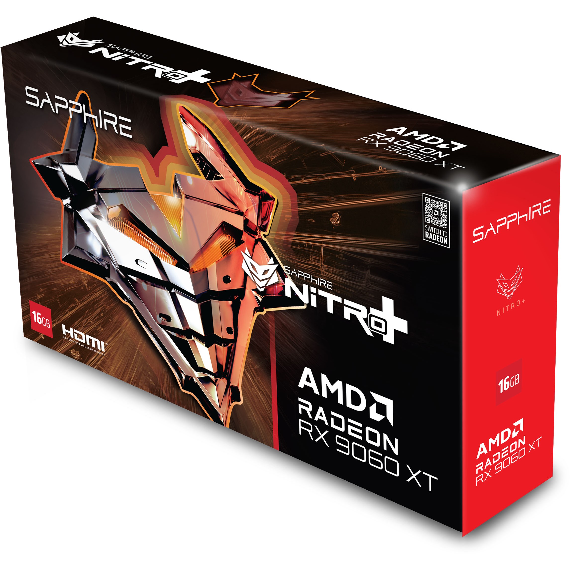 RX 9060 XT 16GB Sapphire Radeon Nitro+ GAMING OC GDDR6 3 Fan