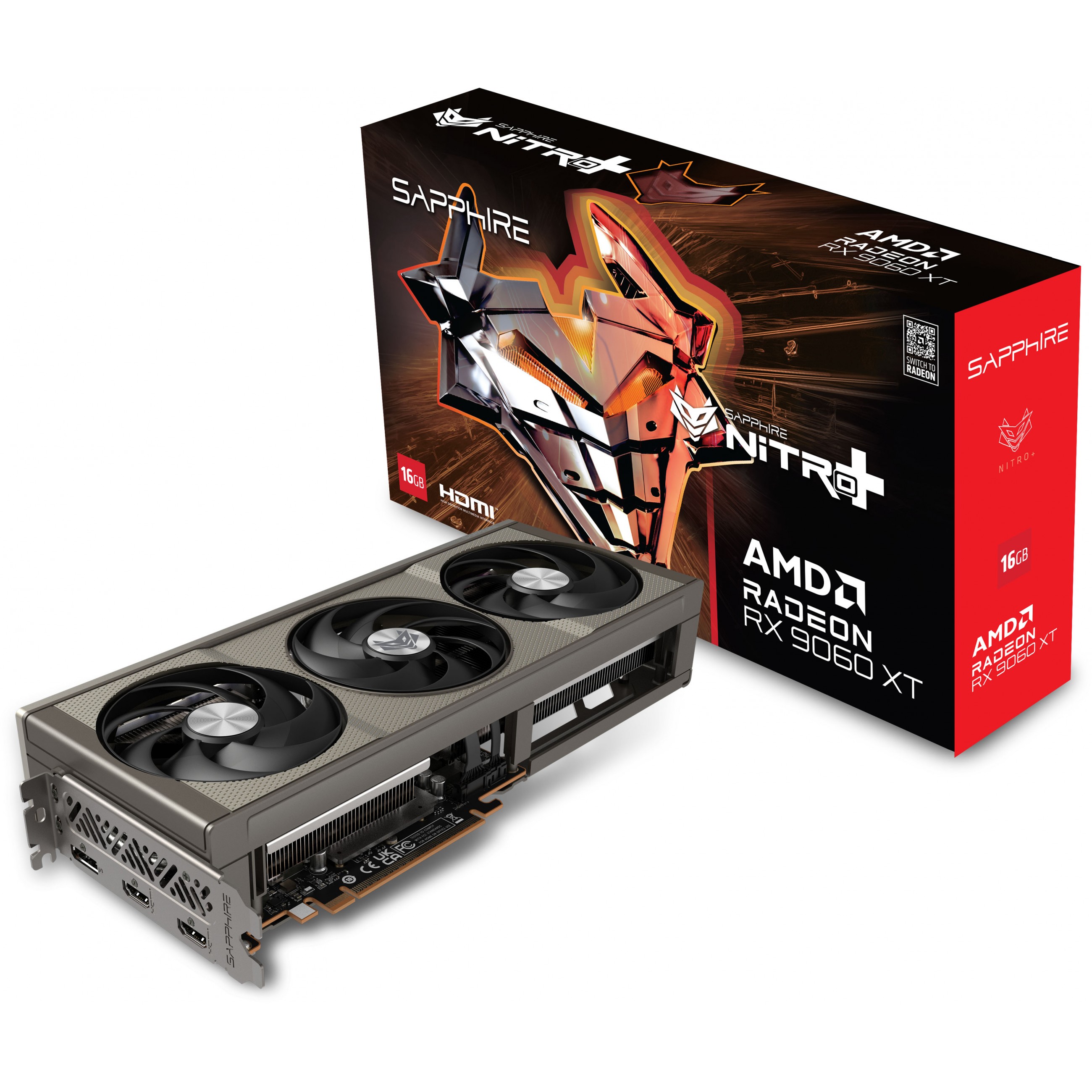 RX 9060 XT 16GB Sapphire Radeon Nitro+ GAMING OC GDDR6 3 Fan