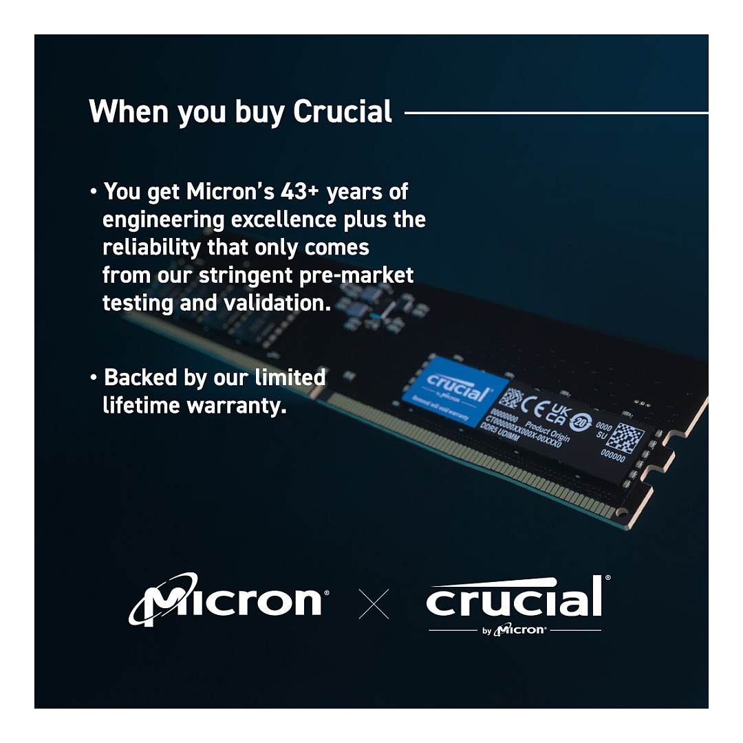 Crucial 5600 Kit 32GB 2x16GB UDIMM CL46 (16Gbit)