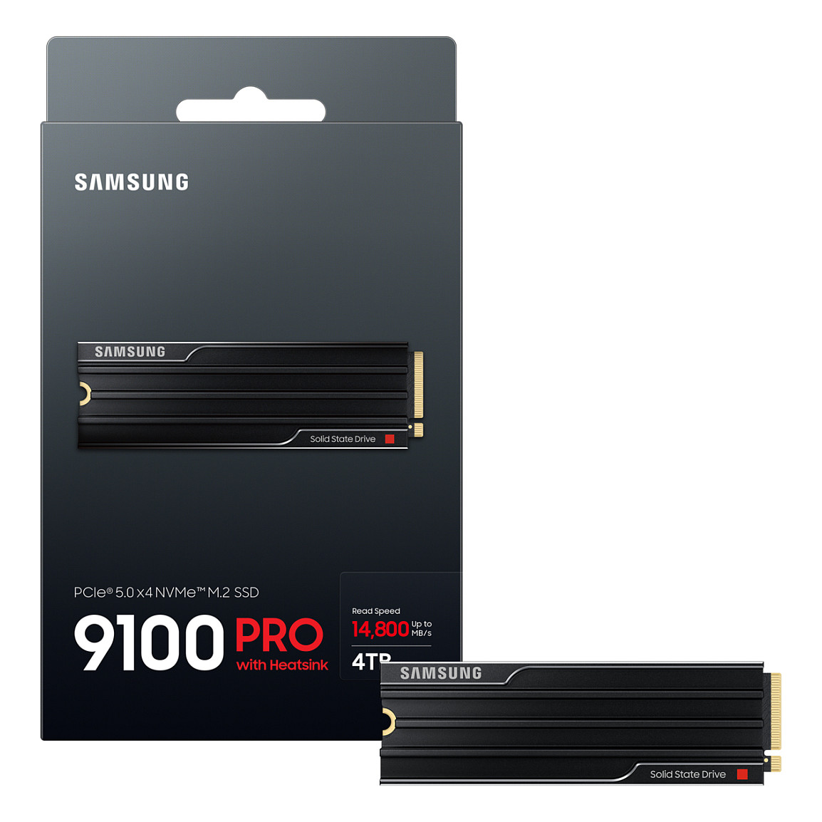 M.2. SAMSUNG 9100 PRO Heatsink NVMe 4TB PCIe 5.0 14.800 MB/s Lesen 13.400 MB/s Schreiben Interne SSD fr PC-Gaming