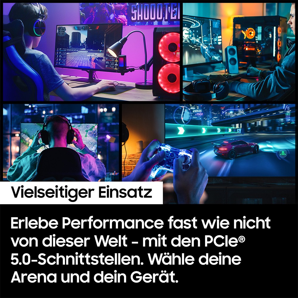 M.2. SAMSUNG 9100 PRO Heatsink NVMe 4TB PCIe 5.0 14.800 MB/s Lesen 13.400 MB/s Schreiben Interne SSD fr PC-Gaming