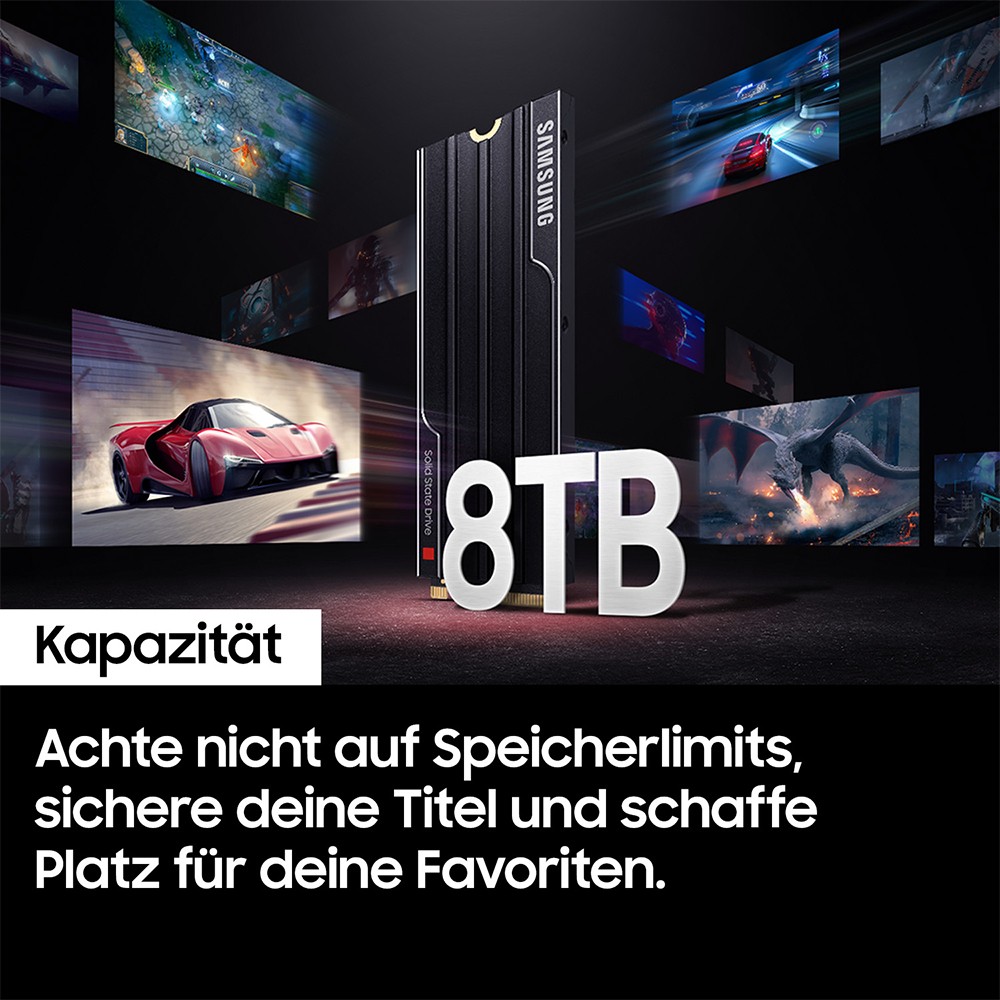 M.2. SAMSUNG 9100 PRO Heatsink NVMe 4TB PCIe 5.0 14.800 MB/s Lesen 13.400 MB/s Schreiben Interne SSD fr PC-Gaming