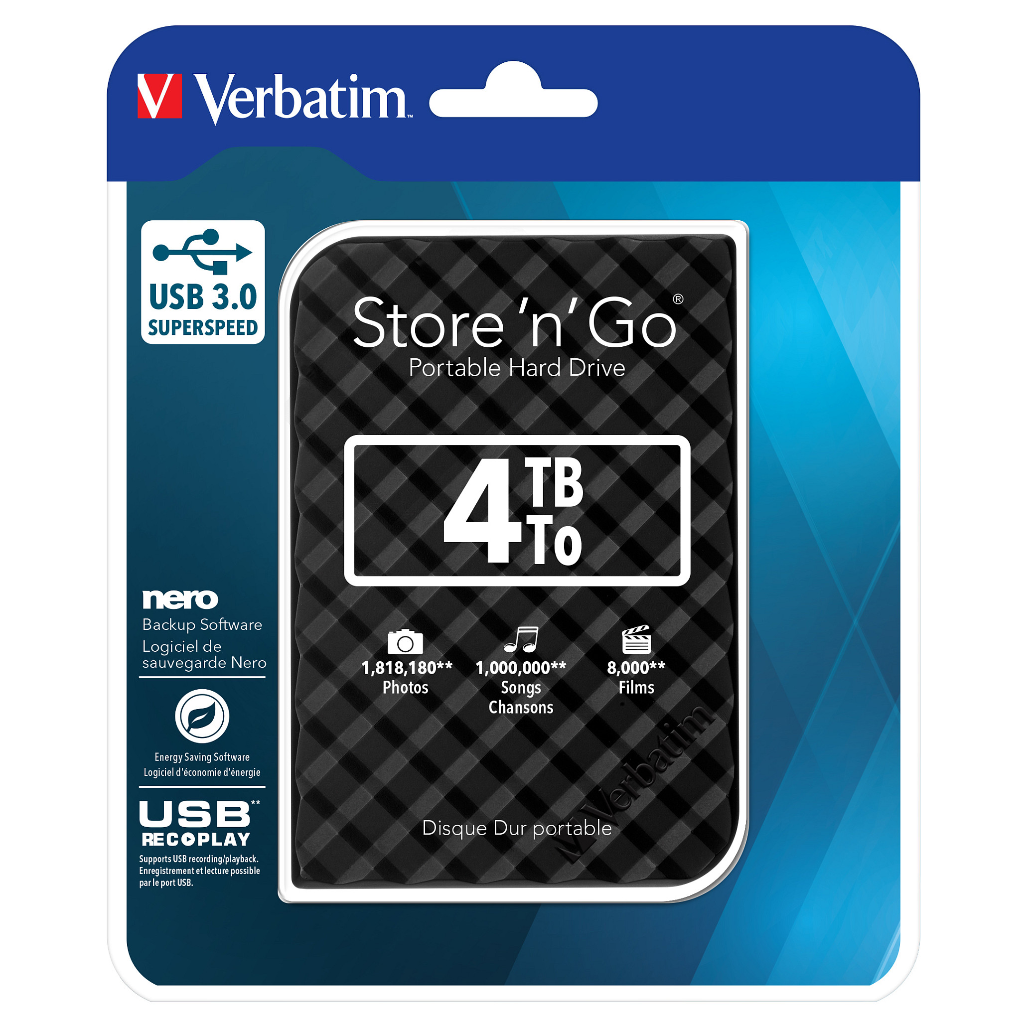 2,5" Verbatim 6.3cm 4TB USB 3.0 Store'n Save Gen2 Black