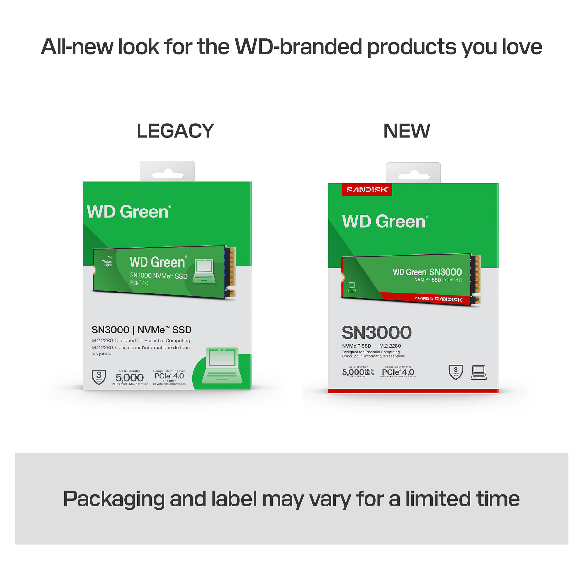 M.2 WD Green SN3000 NVMe SSD 500GB 2280