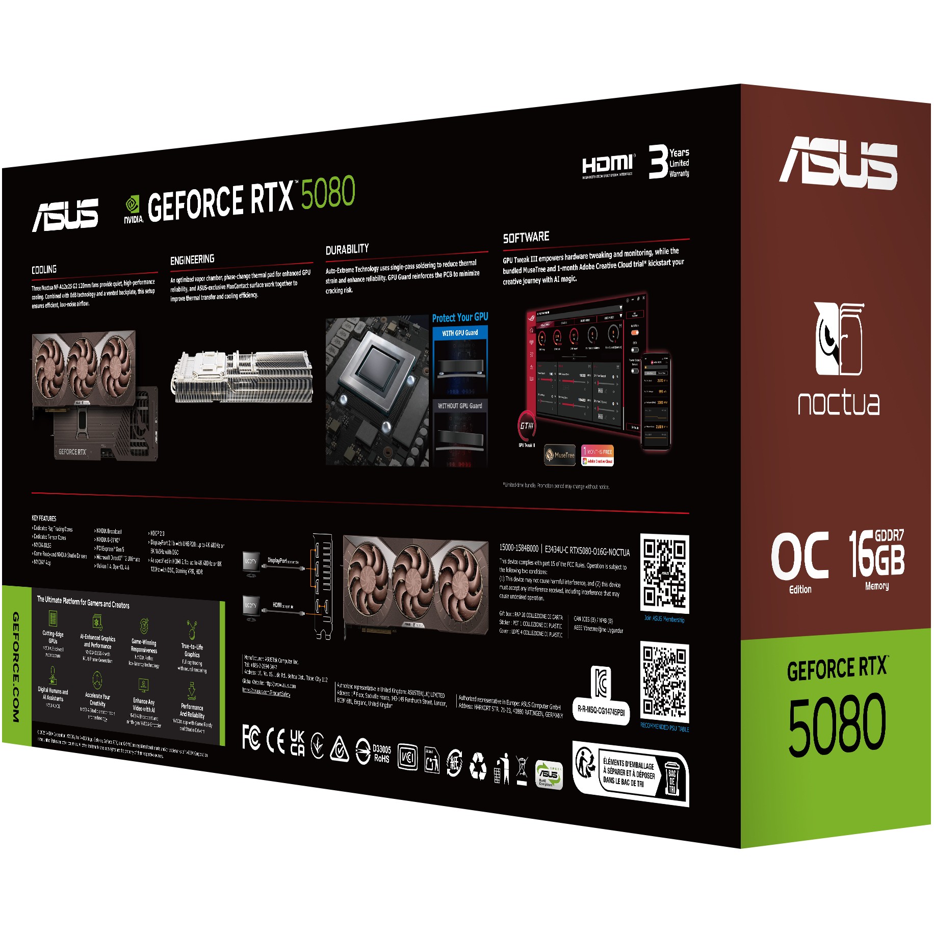 RTX 5080 16GB ASUS Noctua OC Edition GDDR7 3 Fan
