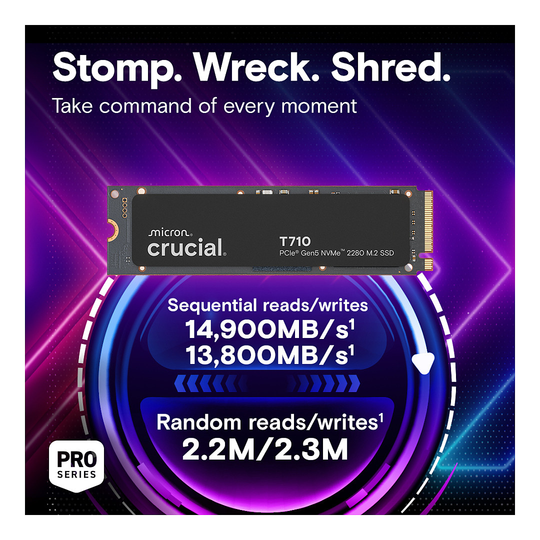 M.2 Crucial T710 4TB PCIe Gen5 NVMe M.2 2280 SSD