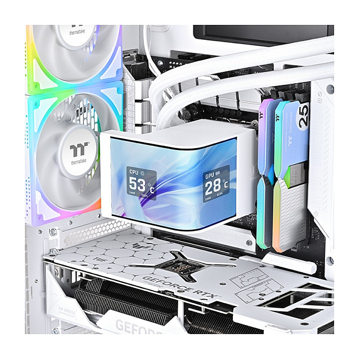 K Thermaltake MAGCurve 360 Ultra Snow All-In-One Liquid Cooler System ARGB Fan