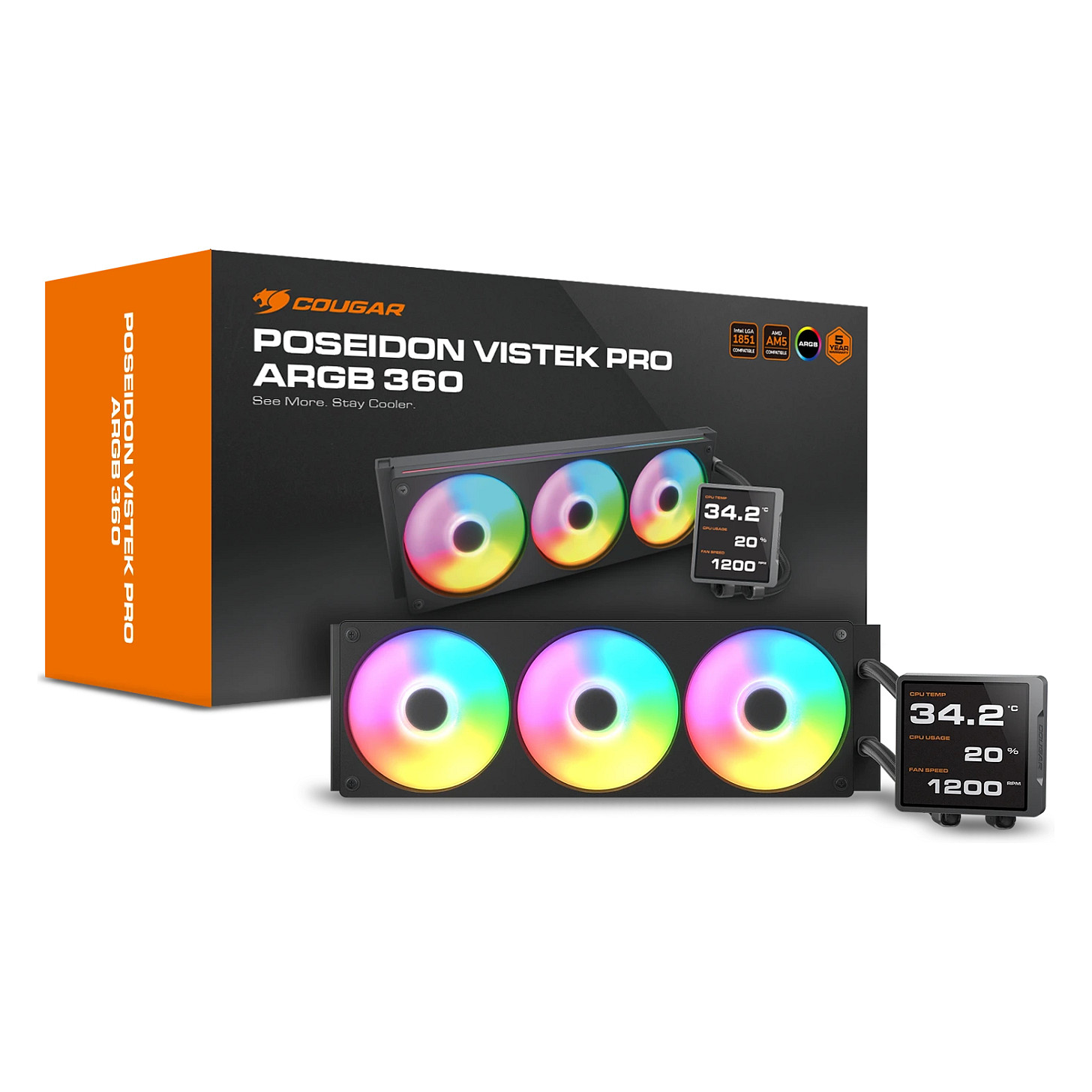 K COUGAR CPU Wasserkühlung Poseidon Vistek Pro 360,ARGB,Schw.