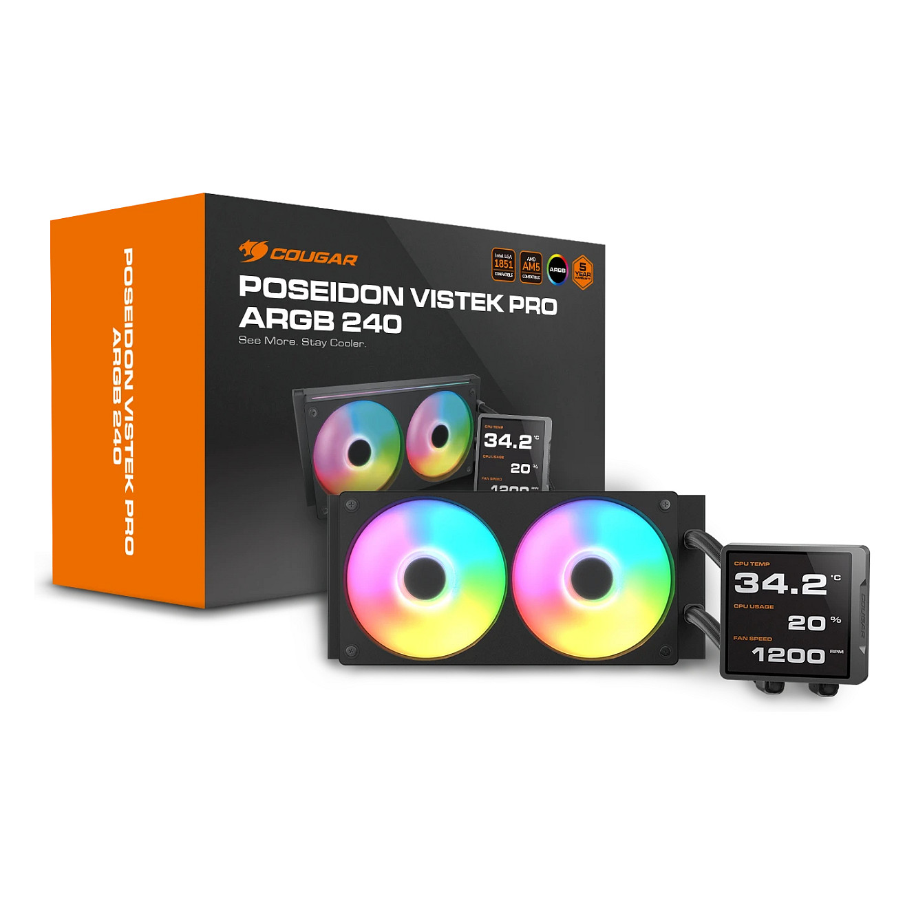 K COUGAR CPU Wasserkühlung Poseidon Vistek Pro 240,ARGB,Schw.