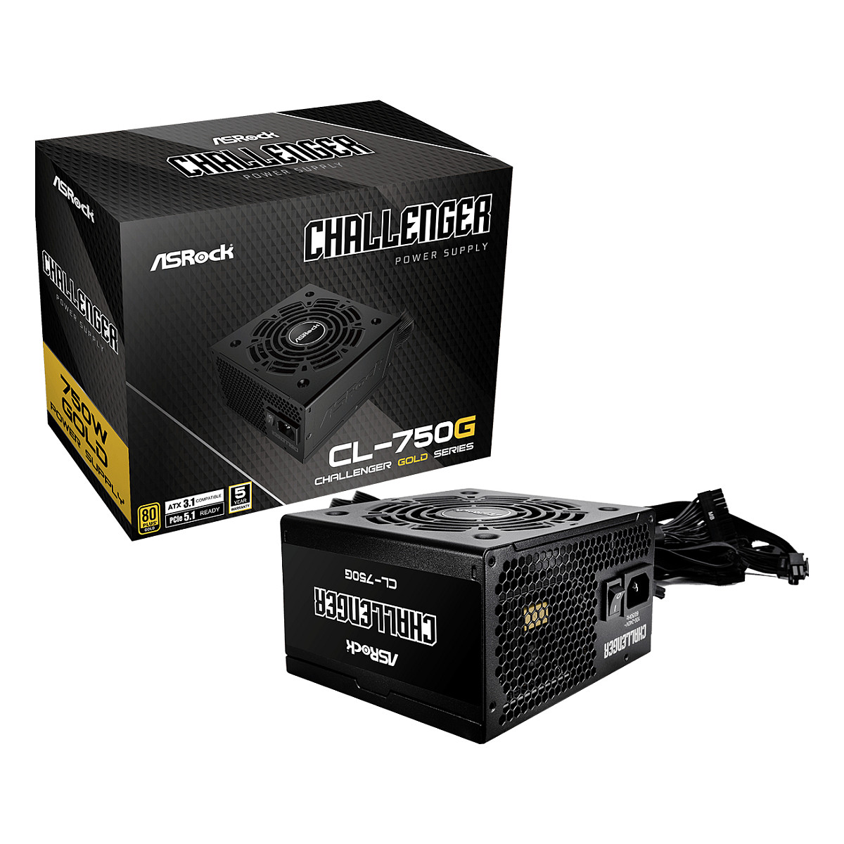 750W ASRock Challenger Series CL-750G 750W ATX 80+ Gold black retail