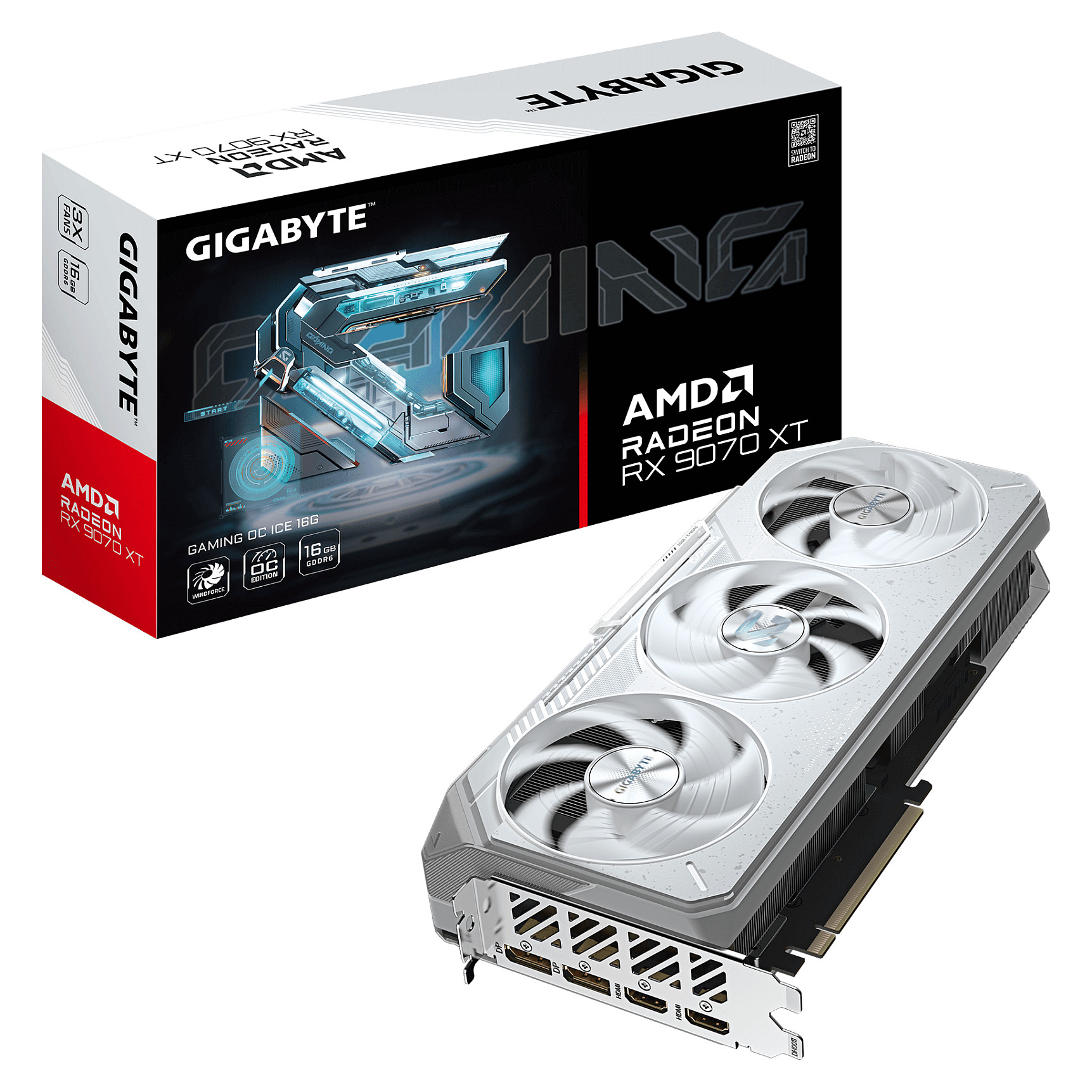 RX 9070 XT 16GB Gigabyte Gaming OC ICE GDDR6 3 Fan white