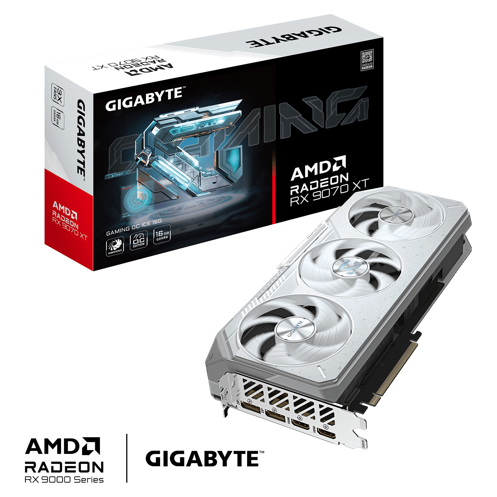 RX 9070 XT 16GB Gigabyte Gaming OC ICE GDDR6 3 Fan white